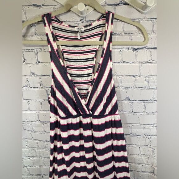 Splendid Navy White Pink Long Maxi Stripes Festival Preppy Sleeveless Dress S - Picture 3 of 13